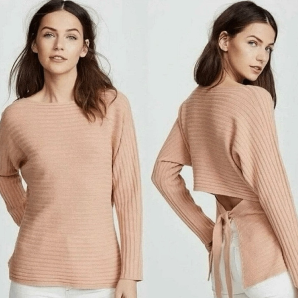 Vince Peach Cashmere Back Tie Sweater Misses size L